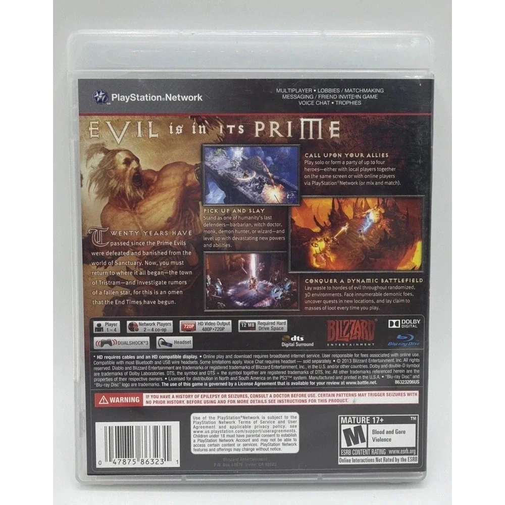 Diablo III 3 - PlayStation 3 - Complete In Box - Excellent Condition